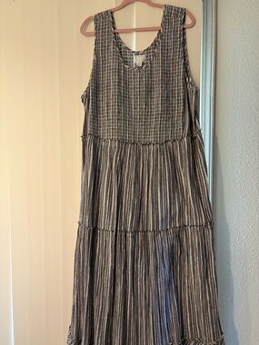 Caslon Blue and pink Striped Tiered Maxi Dress